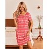 Ekouaer 3 Pack Women’s Sleepshirts Soft Sleepwear Short Sleeve T-Shirt Nightgowns Casual Sleepdress Nightshirts(Flying+star+strip)