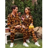 Ekouaer Christmas Matching Onesie for Couples Adult Hooded Pajamas(Halloween Pumpkin)