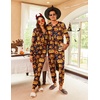 Ekouaer Christmas Matching Onesie for Couples Adult Hooded Pajamas(Halloween Pumpkin)
