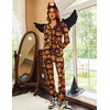 Ekouaer Christmas Matching Onesie for Couples Adult Hooded Pajamas(Halloween Pumpkin)