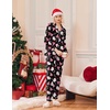 Ekouaer Christmas Pajamas Womens Long Sleeve Holiday Matching Pjs Set(Christmas Black Santa)