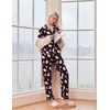 Ekouaer Christmas Pajamas Womens Long Sleeve Holiday Matching Pjs Set(Christmas Black Santa)