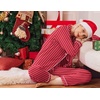 Ekouaer Christmas Pajamas Womens Long Sleeve Holiday Matching Pjs Set(Striped Red Rose)