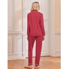 Ekouaer Christmas Pajamas Womens Long Sleeve Holiday Matching Pjs Set(Striped Red Rose)