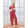 Ekouaer Christmas Pajamas Womens Long Sleeve Holiday Matching Pjs Set(Striped Red Rose)
