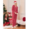 Ekouaer Christmas Pajamas Womens Long Sleeve Holiday Matching Pjs Set(Striped Red Rose)