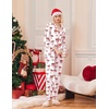 Ekouaer Christmas Pajamas Womens Long Sleeve Holiday Matching Pjs Set(White Red Bow Knot)
