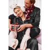 Ekouaer Couples Matching Pajamas Silk Long Sleeve Sleepwear Satin Pjs Set(Black)