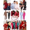 Ekouaer Couples Matching Pajamas Silk Long Sleeve Sleepwear Satin Pjs Set(Black With Snowflakes)