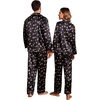 Ekouaer Couples Matching Pajamas Silk Long Sleeve Sleepwear Satin Pjs Set(Black With Snowflakes)