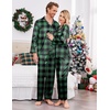 Ekouaer Couples Matching Pajamas Silk Long Sleeve Sleepwear Satin Pjs Set(Black and Green Plaid)