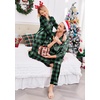 Ekouaer Couples Matching Pajamas Silk Long Sleeve Sleepwear Satin Pjs Set(Black and Green Plaid)