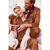 Ekouaer Couples Matching Pajamas Silk Long Sleeve Sleepwear Satin Pjs Set(Brown)