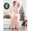 Ekouaer Couples Matching Pajamas Silk Long Sleeve Sleepwear Satin Pjs Set(Champagne)