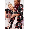 Ekouaer Couples Matching Pajamas Silk Long Sleeve Sleepwear Satin Pjs Set(Christmas Black)