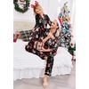 Ekouaer Couples Matching Pajamas Silk Long Sleeve Sleepwear Satin Pjs Set(Christmas Black)
