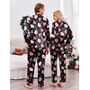 Ekouaer Couples Matching Pajamas Silk Long Sleeve Sleepwear Satin Pjs Set(Christmas Black Santa)