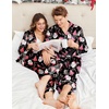 Ekouaer Couples Matching Pajamas Silk Long Sleeve Sleepwear Satin Pjs Set(Christmas Black Santa)