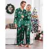 Ekouaer Couples Matching Pajamas Silk Long Sleeve Sleepwear Satin Pjs Set(Christmas Green)