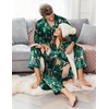 Ekouaer Couples Matching Pajamas Silk Long Sleeve Sleepwear Satin Pjs Set(Christmas Green)