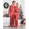 Ekouaer Couples Matching Pajamas Silk Long Sleeve Sleepwear Satin Pjs Set(Christmas Red)