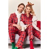 Ekouaer Couples Matching Pajamas Silk Long Sleeve Sleepwear Satin Pjs Set(Christmas Red Plaid)