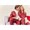 Ekouaer Couples Matching Pajamas Silk Long Sleeve Sleepwear Satin Pjs Set(Christmas Red Plaid)