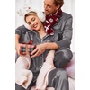 Ekouaer Couples Matching Pajamas Silk Long Sleeve Sleepwear Satin Pjs Set(Dark Grey)