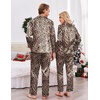 Ekouaer Couples Matching Pajamas Silk Long Sleeve Sleepwear Satin Pjs Set(Leopard)