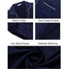 Ekouaer Couples Matching Pajamas Silk Long Sleeve Sleepwear Satin Pjs Set(Navy)