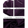 Ekouaer Couples Matching Pajamas Silk Long Sleeve Sleepwear Satin Pjs Set(Purple)