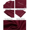 Ekouaer Couples Matching Pajamas Silk Long Sleeve Sleepwear Satin Pjs Set(Wine)