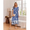 Ekouaer Long Nightgowns for Women 3 Pack Plus Size Short Sleeve House Dress(Black/Blue Bohemian Flowers/Blue Floral)
