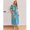 Ekouaer Long Nightgowns for Women 3 Pack Plus Size Short Sleeve House Dress(Black/Blue Flower/Lepoard)