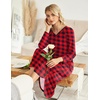 Ekouaer Long Nightgowns for Women Long Sleeve House Dress with Pockets(A_red & Black Plaid)