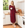 Ekouaer Long Nightgowns for Women Long Sleeve House Dress with Pockets(A_red & Black Plaid)