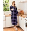 Ekouaer Long Nightgowns for Women Long Sleeve House Dress with Pockets(Black & Purple Plaid)