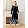 Ekouaer Long Nightgowns for Women Long Sleeve House Dress with Pockets(Black Butterflies)