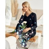 Ekouaer Long Nightgowns for Women Long Sleeve House Dress with Pockets(Black Butterflies)