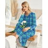 Ekouaer Long Nightgowns for Women Long Sleeve House Dress with Pockets(Blue & Green Plaid)