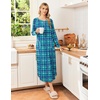 Ekouaer Long Nightgowns for Women Long Sleeve House Dress with Pockets(Blue & Green Plaid)