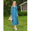 Ekouaer Long Nightgowns for Women Long Sleeve House Dress with Pockets(Blue & Green Plaid)