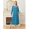 Ekouaer Long Nightgowns for Women Long Sleeve House Dress with Pockets(Blue & Green Plaid)