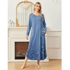 Ekouaer Long Nightgowns for Women Long Sleeve House Dress with Pockets(Blue Florals)