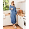 Ekouaer Long Nightgowns for Women Long Sleeve House Dress with Pockets(Blue Florals)
