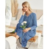 Ekouaer Long Nightgowns for Women Long Sleeve House Dress with Pockets(Blue Florals)