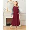 Ekouaer Long Nightgowns for Women Long Sleeve House Dress with Pockets(B_wine Red)