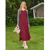 Ekouaer Long Nightgowns for Women Long Sleeve House Dress with Pockets(B_wine Red)