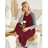 Ekouaer Long Nightgowns for Women Long Sleeve House Dress with Pockets(B_wine Red)