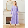 Ekouaer Long Nightgowns for Women Long Sleeve House Dress with Pockets(Purple White Florals)
